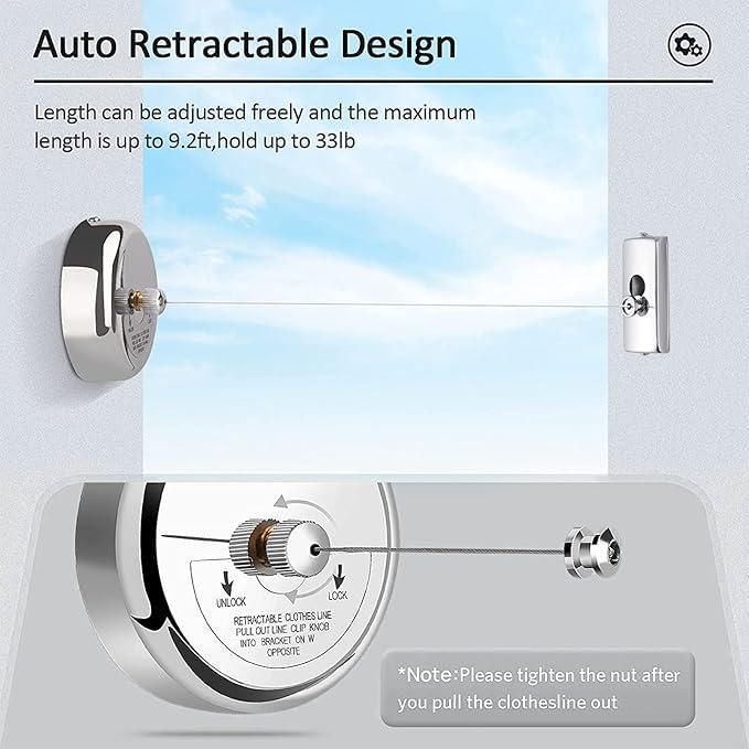 Dry-Ease™ - The Retractable Cloth Drying line - Stainless Steel|🔥FLAT 50% SAVING🔥